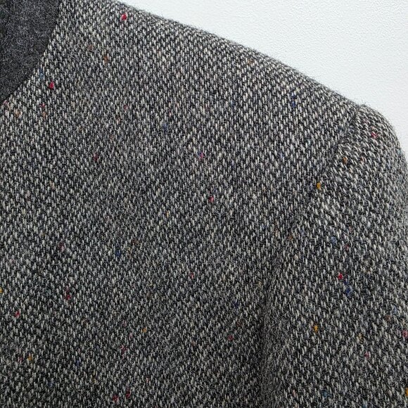 Vintage Barrington Wool Jacket Mens 38R Gray Herringbone Tweed Blazer Structured - Picture 7 of 15